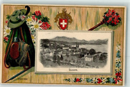 Delcampe - 6000 Luzern Lucerne 1917 Prägedruck Rucksack Wanderschuhe Wappen Gämse P... - 13481793 - Lucerna