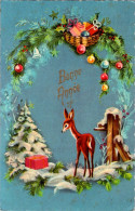 Delcampe - Carte  -  Bonne Année  , Biche    , Paillettes P153  Photochrom - Neujahr