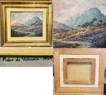 Delcampe - PEDRO DE VALENCIA OLEO SOBRE TELA. PAISAJE MONTAÑOSO. 1969 -33 X 41 Cm - Oils