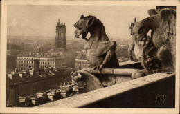 Delcampe - Paris CPA Notre Dame Chimeres Tour St Jacques Et Le SAcre Coeur - Paris (04)