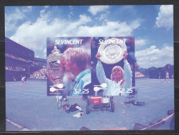 Delcampe - St. Vincent, MNH, 1987, Wimbledon, Tennis, B. Becker, M. Navratilova, Proof - Tennis