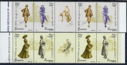 Delcampe - 2003 Women Fashion,Fur/hat/purse,Driving Car,Telephone Palace,Umbrella,MODA,Romania,Mi.5776,TAB/Middle,MNH - Textile