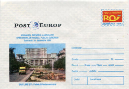 Delcampe - Romania 1996, Post Europ Bucharest Palace Of Parliament, Stationery Cod 193/96 I-739 - Interi Postali