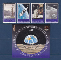 Delcampe - Caimanes - YT N° 826 à 829 Et Bloc 29 ** - Neuf Sans Charnière - Espace - Premier Homme Sur La Lune - 1999 - Iles Caïmans