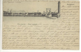 Delcampe - AVIGNON - Vue Générale - Pont Suspendu - Beau Et Rare Cachet "Mont De Marsan à Roquefort" Indice 6  (128147) - Avignon