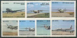 Delcampe - Usbekistan 1995 Flugzeuge Aus Dem Tschkalow-Werk 77/83 Postfrisch - Uzbekistan
