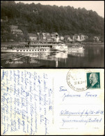 Delcampe - Ansichtskarte Wehlen Elbe Schiff Dampfer LEIPZIG Passiert Den Ort 1963 - Wehlen