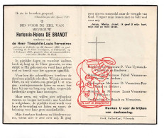 Delcampe - DP Hortensia Helena De Brandt ° Lebbeke 1880 † Vilvoorde 1951 X Th. Vermeiren / Van Uytvanck Mariën Putteman Vergeylen - Andachtsbilder