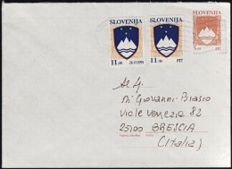 Delcampe - 1992-Slovenia Lettera Diretta In Italia Con Affrancatura Multipla Stemmi - Slovénie