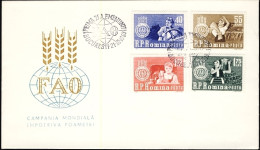 Delcampe - 1963-Romania S.4 Valori FAO Su Fdc Illustrata Annullo Figurato - FDC
