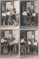 Delcampe - 2479, Enfants, Série De 4 Cartes Fauvette 1335, Fillettes Et Garçon Danse Violon - Abbildungen