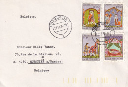 Delcampe - Luxembourg N° 843 à 846 °sur Lettre Luxembourg 1 > Moustier S/Sambre 27-12-1976 - Briefe U. Dokumente