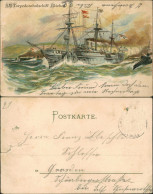 Delcampe - S.M. Torpedoschulschiff Blücher Schiffe Kriegsschiffe Marine Künstlerkarte 1907 - Krieg