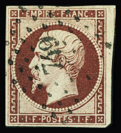 Delcampe - Obl N°18a 1f Carmin Foncé, Oblitéré PC 749, TB. Signé Calves - 1853-1860 Napoléon III.