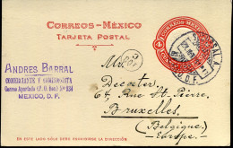 Delcampe - Postal Stationary To Brussels, Belgium - "Andres Barral" - Mexiko