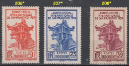Delcampe - Indochine  1939  N° 206* - 207* - 208* Trace Charnière Infime - Ongebruikt