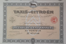 Delcampe - Taxis-Citroen - Paris - Action De 100 Francs - 1924 - Auto's