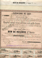 Delcampe - FAIENCERIE De GIEN; Bon De Réserve (Loiret) - Agriculture