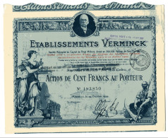 Delcampe - ETABLISSEMENTS VERMINCK;  Action De Cent Francs (1919) - Agriculture
