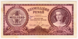 Delcampe - 1946 Hungary 1 Billion Pengo 039662 Paper Money Banknotes Currency - Hongrie
