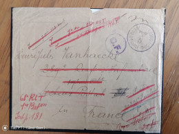 Delcampe - Brief Verzonden Vanuit Amsterdam Naar Regiment Infanterie In Frankrijk Stempel Baarle Hertog 8/1/17   Censuur Militaire - Lettres & Documents
