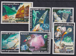 Delcampe - Laos 1974 Weltraumfahrt Mi.-Nr. 405-410 B Satz ** / MNH - Laos