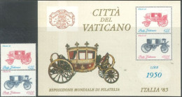 Delcampe - VATICAN -1985 - MINIATURE STAMPS SHEET & STAMPS SET OF 2, OF INTERNATIONAL PHILATELIC EXHIBITION, UMM (**). - Ungebraucht