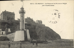 Delcampe - CPA St Brieux Le Phare Et La Pointe A L'aigle Par Maree Basse - Vuurtorens
