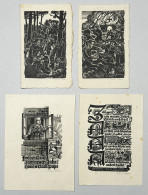 Delcampe - Konvolut Von 4 Exlibris / Bookplates / Ex-libris / Kleingrafiken / Glückwünsche - Ex Libris