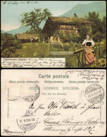 Delcampe - Ansichtskarte Gletsch Bäuerin Vor Dem Schweizerhaus 1903 - Otros & Sin Clasificación
