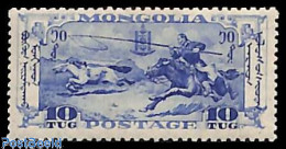 Delcampe - Mongolia 1932 10T, Stamp Out Of Set, Unused (hinged), Nature - Horses - Hunting - Mongolia