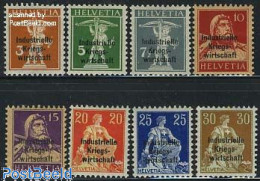 Delcampe - Switzerland 1918 Industrielle Kriegswirtschaft 8v, Fat Overprints, Unused (hinged) - Ungebraucht