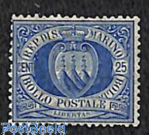 Delcampe - San Marino 1894 25c Blue, Stamp Out Of Set, Unused (hinged), History - Coat Of Arms - Nuovi