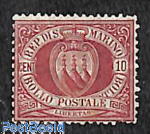 Delcampe - San Marino 1894 10c. Browncarmine, Stamp Out Of Set, Unused (hinged), History - Coat Of Arms - Nuovi