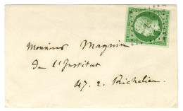 Delcampe - Losange L / N° 12 Vert Foncé Sur Vert Sur Enveloppe Carte De Visite Ouverte Adressée Localement. - SUP. - 1853-1860 Napoleone III