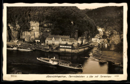 Delcampe - Foto-AK Walter Hahn, Dresden, Nr. 4046: Elbsandsteingebirge, Herrnskretschen An Der Elbe Mit Herrenhaus - Fotografie