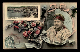 Delcampe - ALGERIE - ALGER - SOUVENIR - FEMME MEDAILLON - FLEURS - Algerien