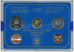 Delcampe - Svédország 2001. 50ö-10K (4xklf) Forgalmi Sor Műanyag Tokban, Emlékéremmel T:UNC Sweden 2001. 50 Öre - 10 Kronor (4xdiff - Non Classés