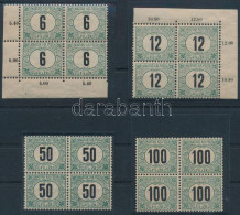 Delcampe - **, * 1905 Zöldportó 6f, 12f, 50f és 100f Négyestömbökben. Rendkívül Ritkák Az összefüggések! RRR! (1 X 6f + 1 X 50f Fal - Altri & Non Classificati