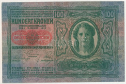 Delcampe - 1912. 100K Alacsony "2346 00464" Sorszámmal, Piros "Deutschösterreich" Felülbélyegzéssel T:UNC / Hungary 1912. 100 Koron - Non Classés