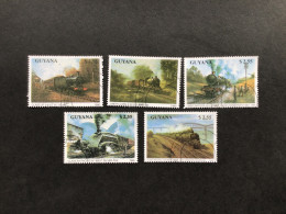 Delcampe - Guyana 1990 Trains Used/CTO Yv 2345-9 Mi 3170-4 - Guyane (1966-...)