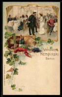 Delcampe - Lithographie Berlin, Gäste Im Weinhaus Kempinski, Hummer Und Weintrauben - Mitte