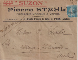 Delcampe - Enveloppe Publicitaire Anis Suzon - Distillerie Pierre STAHL à Foix Ariège - Alimentaire
