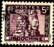 Delcampe - Indochine Poste Obl Yv:159 Mi:162 Ruines D'Angkor (TB Cachet Rond) - Usados