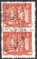 Delcampe - Indochine Poste Obl Yv:160 Mi:164 Ruines D'Angkor Paire (TB Cachet Rond) - Usados