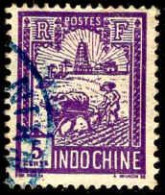 Delcampe - Indochine Poste Obl Yv:131 Mi:131 Laboureur & Tour De Confusius (TB Cachet Rond) - Usados