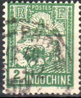 Delcampe - Indochine Poste Obl Yv:128 Mi:128 Laboureur & Tour De Confusius (TB Cachet Rond) - Usados