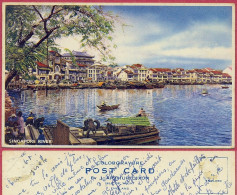 Delcampe - Singapore River By J Arthur DIXON, Isle Of Wight, England_+/-1951 Vintage CPA TTB (PCard93) Cpc - Singapur