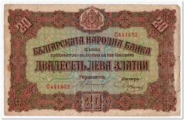 Delcampe - BULGARIA,20 LEVA GOLD,1917,P.23,VF - Bulgarie