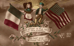 Delcampe - M1804 - Notre AMOUR Le Plus Haut à Ces Deux Drapeaux - Heimat